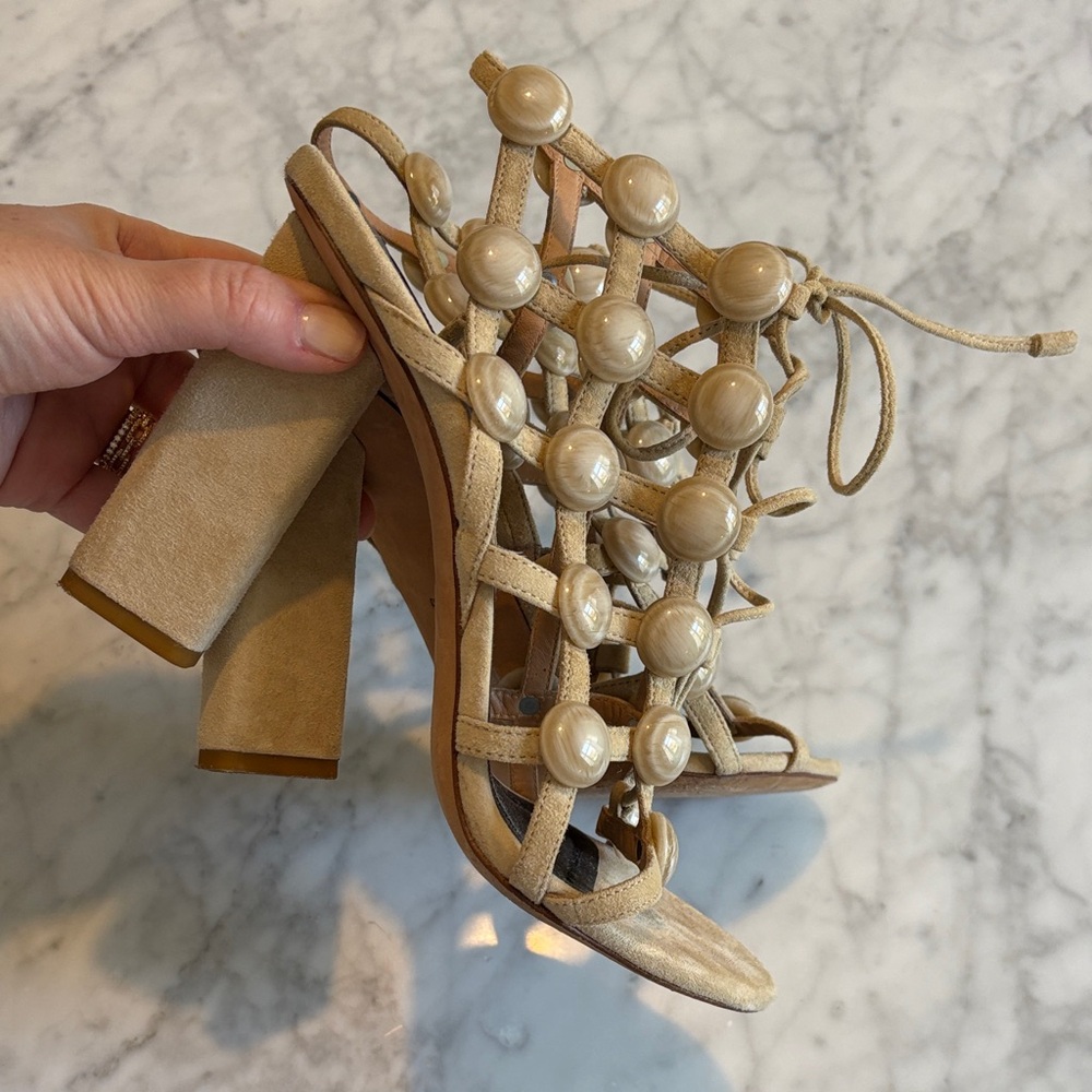 Alexander Wang Beige Beaded Sandals
